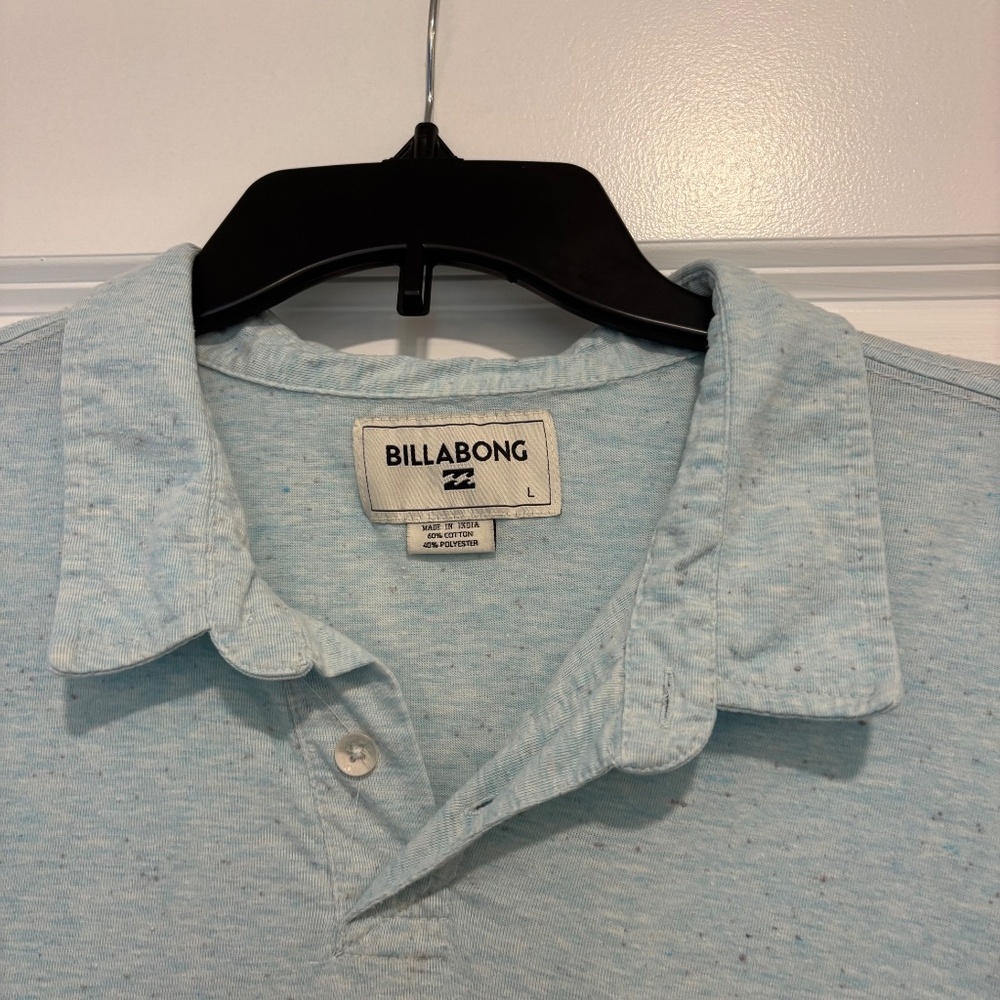 Men's Billabong Heather Baby Blue Polo - Picture 2 of 5